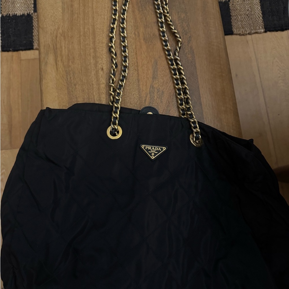 Prada Black Leather Chain Shoulder Bag